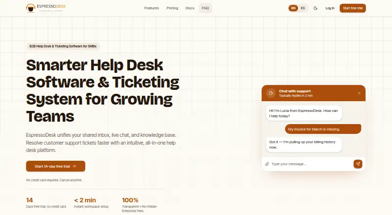 EspressoDesk screenshot