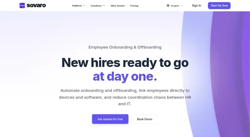 Sovaro On- and Offboarding screenshot