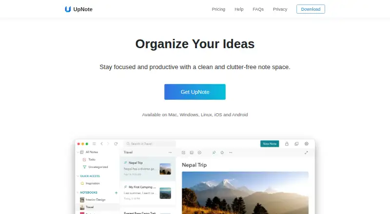 UpNote screenshot