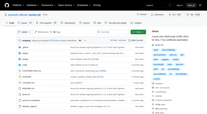 acme.sh screenshot