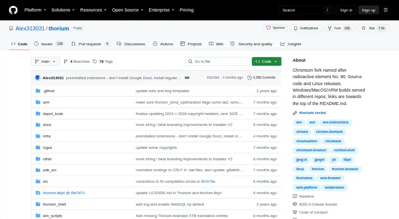 Thorium Browser screenshot