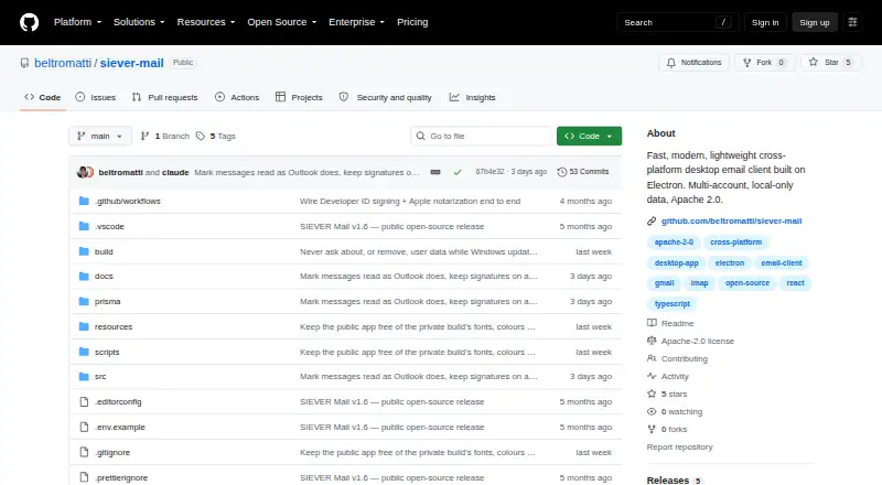 SIEVER Mail screenshot