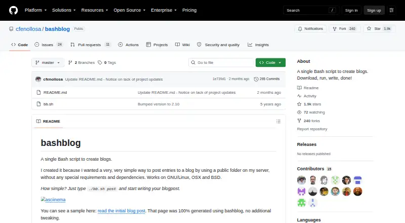 Bashblog screenshot