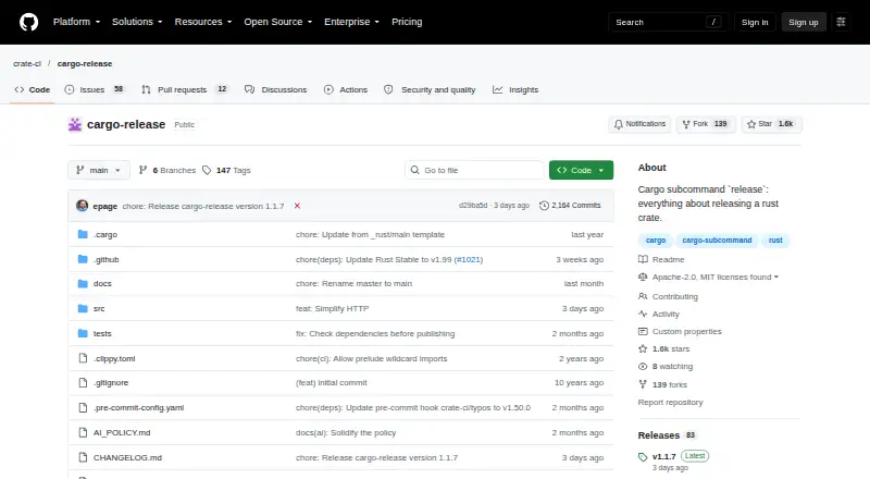 cargo-release screenshot