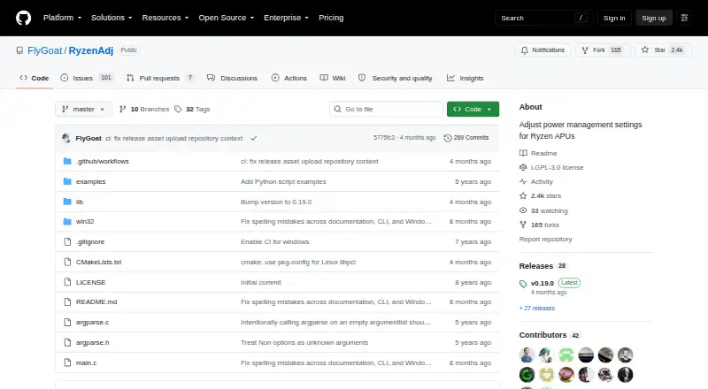 RyzenAdj screenshot
