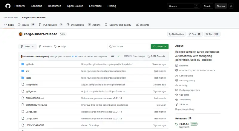cargo-smart-release screenshot