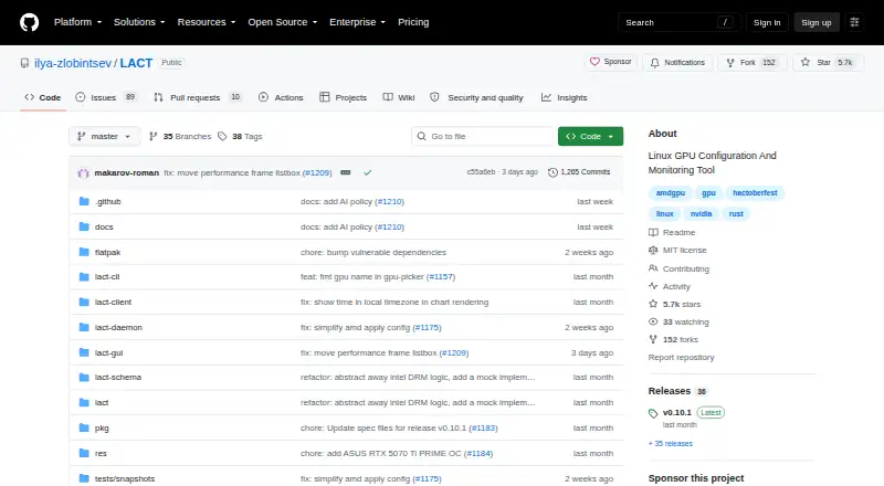 LACT screenshot