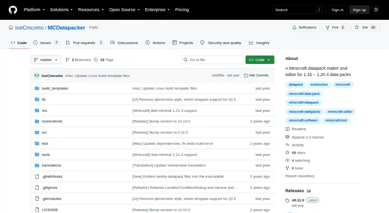 MCDatapacker screenshot