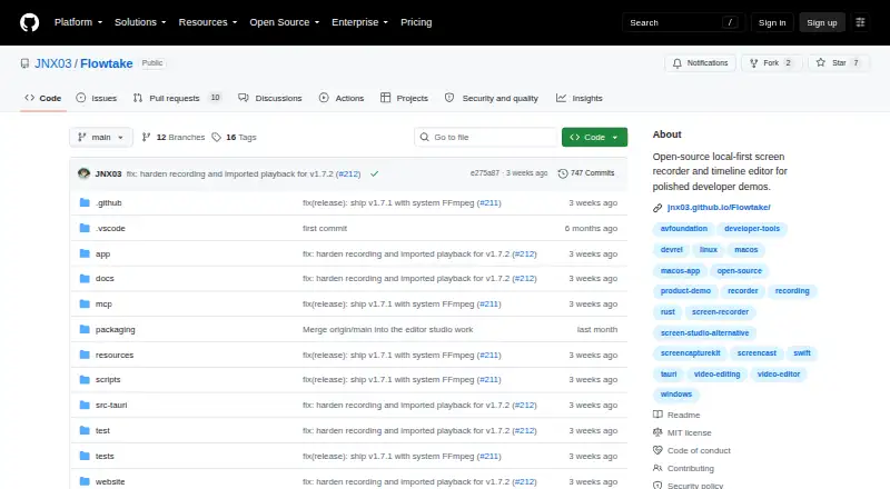 Flowtake screenshot