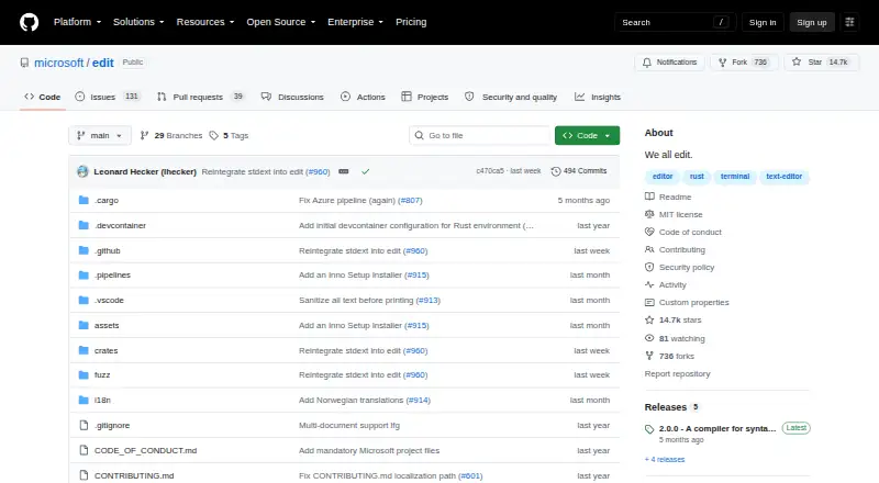 Microsoft Edit screenshot