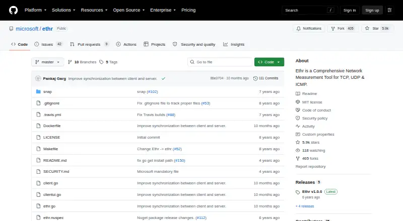 Ethr screenshot