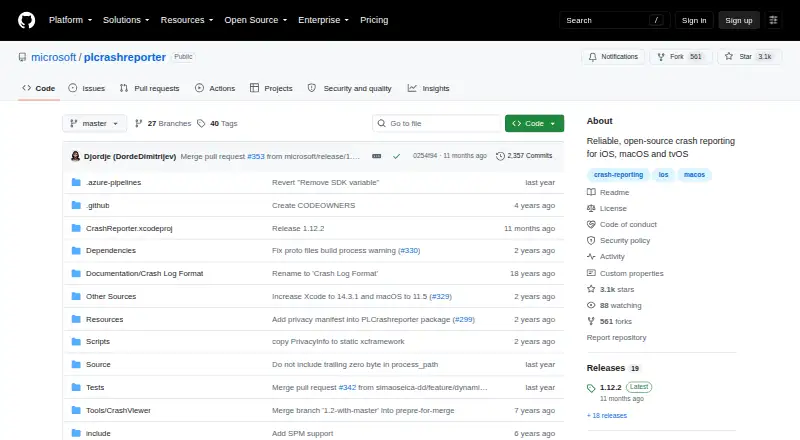 PLCrashReporter screenshot