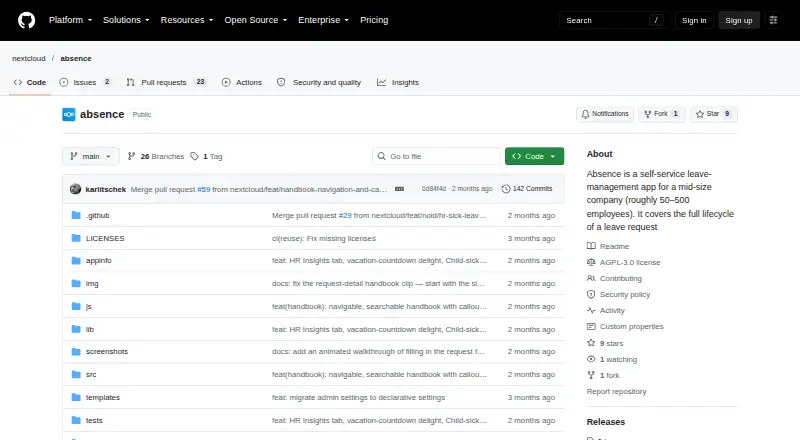 Nextcloud Absence screenshot