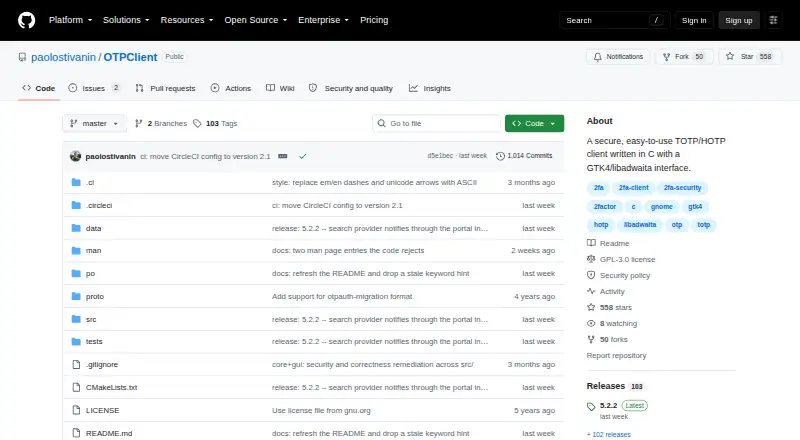 OTPClient screenshot