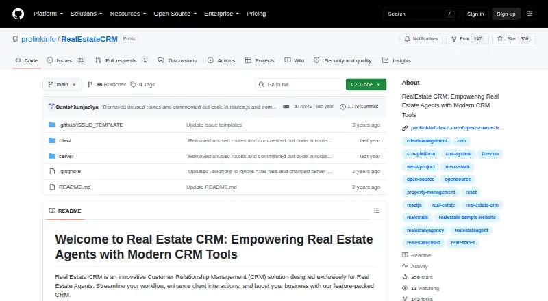 RealEstate CRM screenshot