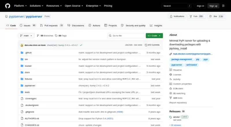 pypiserver screenshot