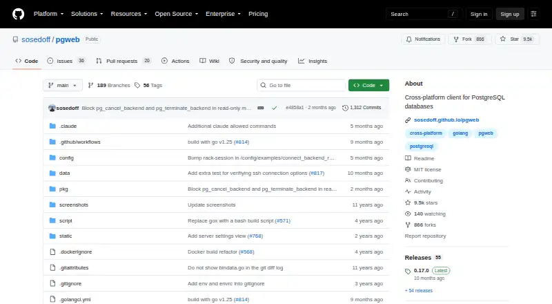 Pgweb screenshot