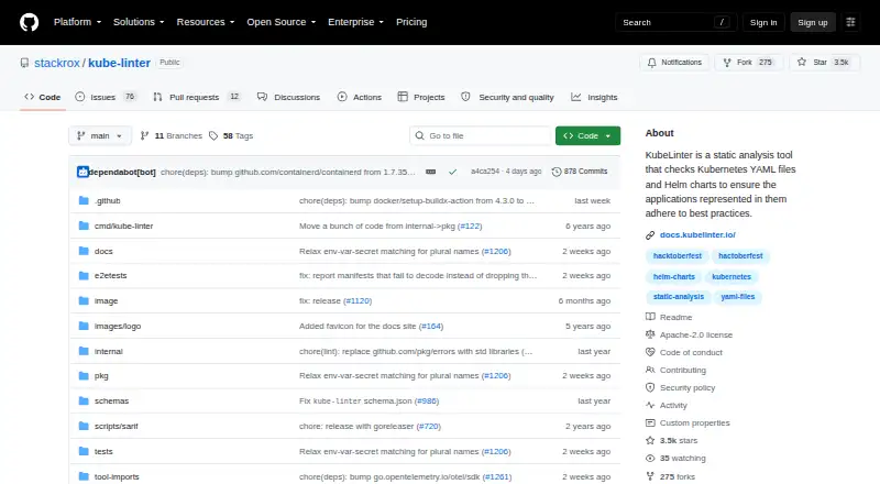 KubeLinter screenshot