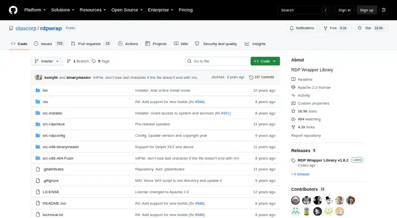 RDP Wrapper screenshot