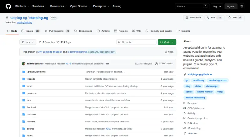 Statping-ng screenshot