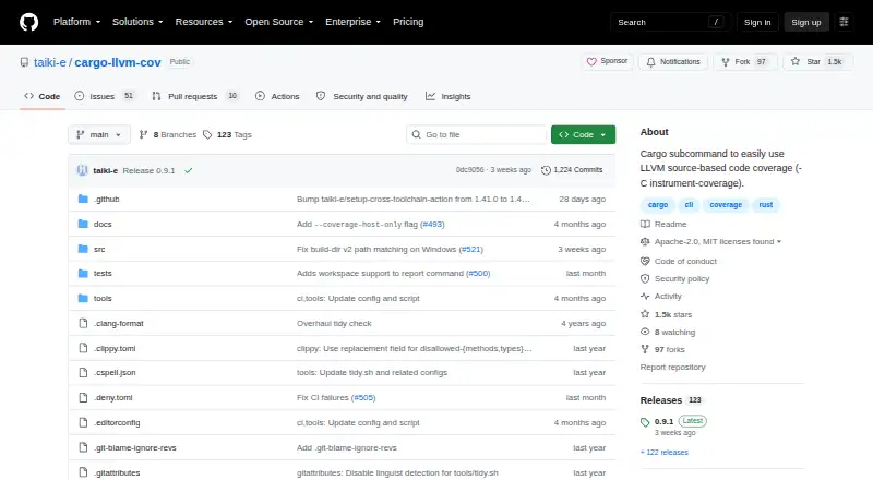 cargo-llvm-cov screenshot