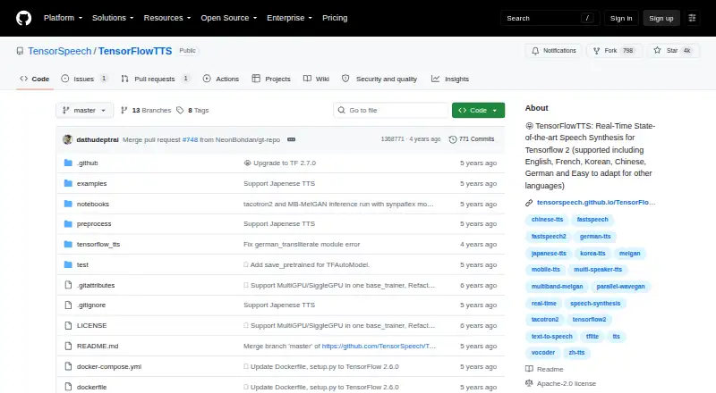 TensorFlowTTS screenshot