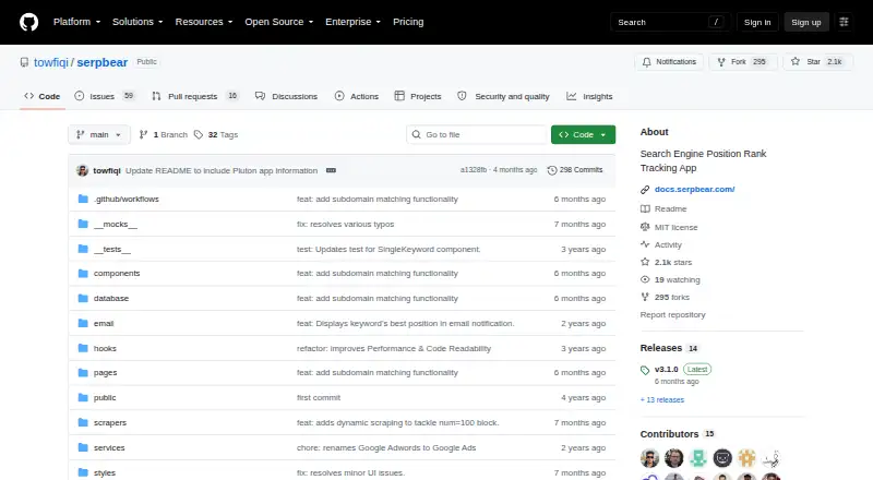 SerpBear screenshot