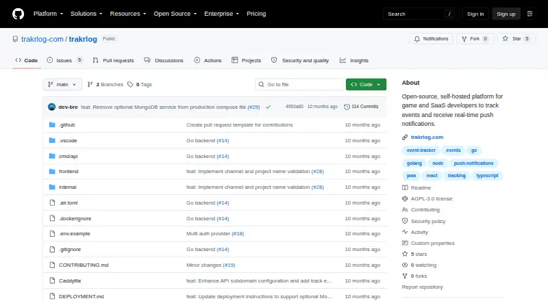 TrakrLog screenshot