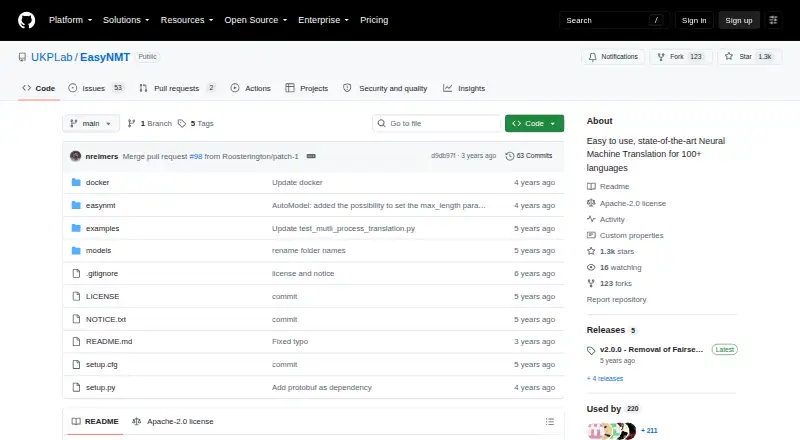 EasyNMT screenshot