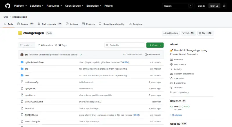 Changelogen screenshot