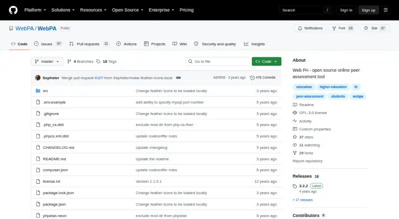 WebPA screenshot