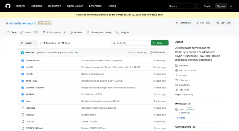WinAuth screenshot