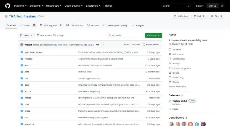 Testaro screenshot