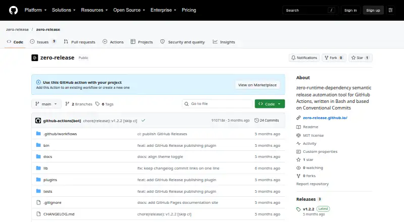 zero-release screenshot