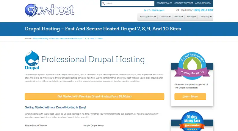 GlowHost Drupal Hosting screenshot
