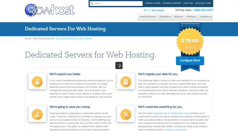 GlowHost Managed Dedicated Servers screenshot
