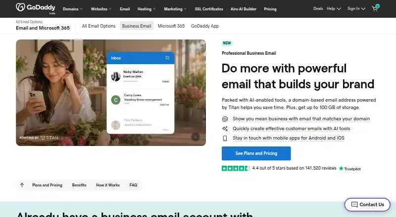 GoDaddy Professional Email screenshot