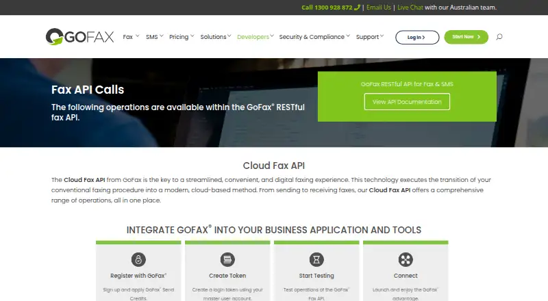 GoFax REST API screenshot