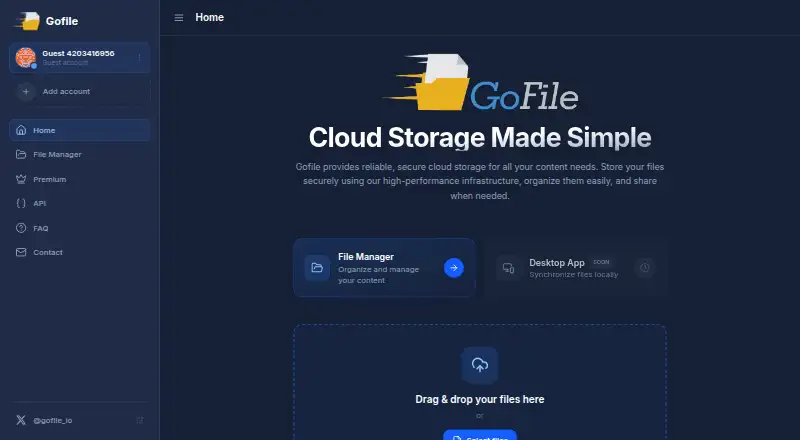 Gofile screenshot