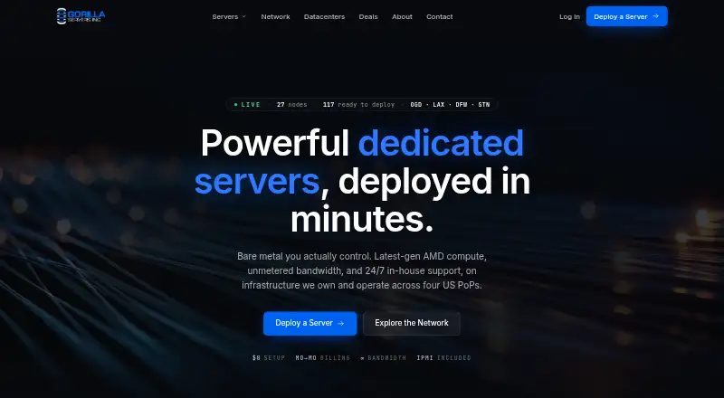 GorillaServers Bare Metal Dedicated Servers screenshot