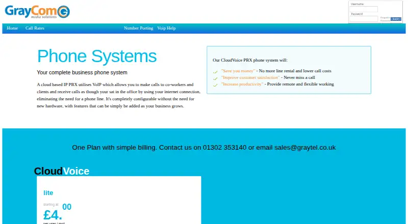 Graytel CloudVoice PBX screenshot