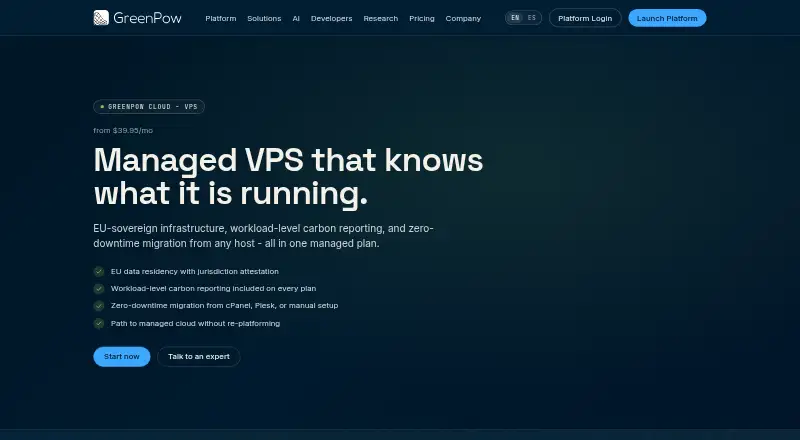 GreenPow Managed Cloud VPS screenshot