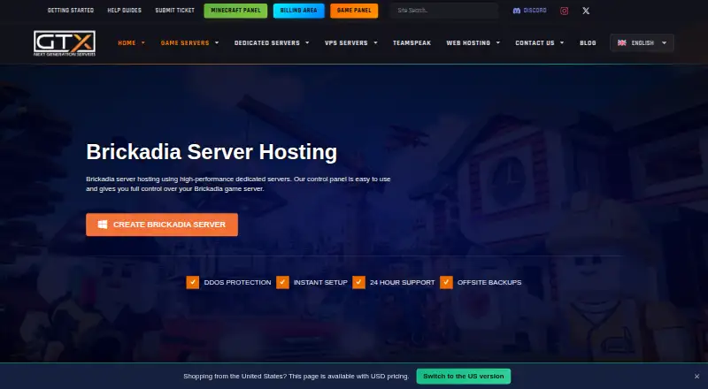 GTXGaming Brickadia Hosting screenshot