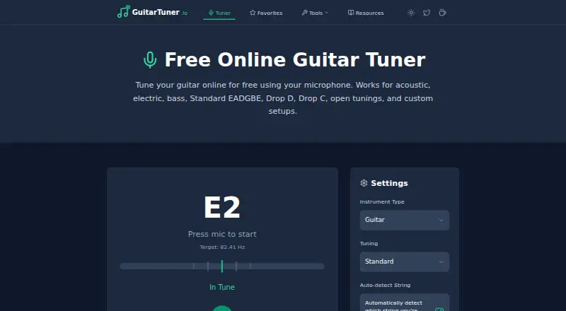 GuitarTuner.io screenshot