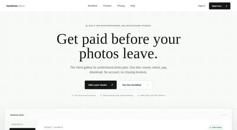 Handover.photo screenshot