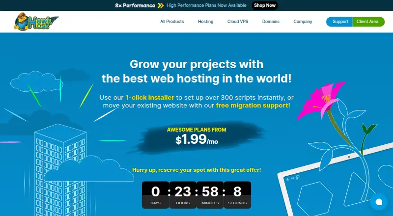 Hawk Host Shared Web Hosting screenshot