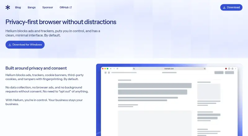 Helium Browser screenshot
