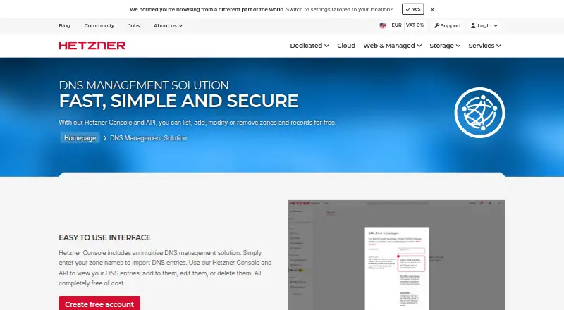 Hetzner DNS screenshot