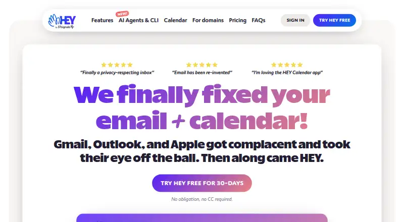 HEY Email screenshot
