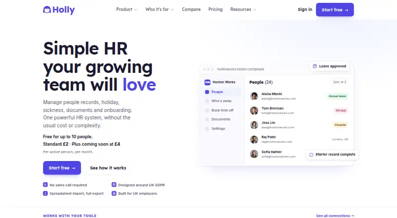 HollyHR screenshot
